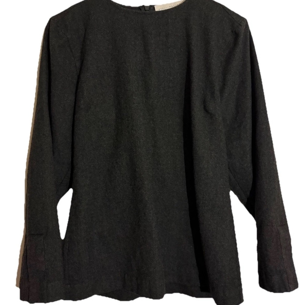 Stella McCartney Women’s Wool Flannel Gray Pullover Shirt Size 42 Zip Back